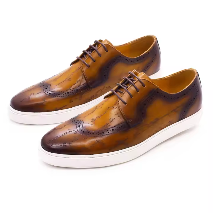 Clásico británico hecho a mano zapatos de hombre marrón moda cómodos pisos - 1