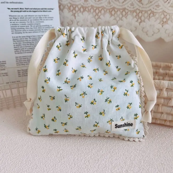 Organizador de estuches de cosméticos, bolsa de papelería de algodón con impresión, bolsa de cosméticos, bolsas de maquillaje, paquete con cordón, bolsa de almacenamiento de joyería de bolsillo - 1