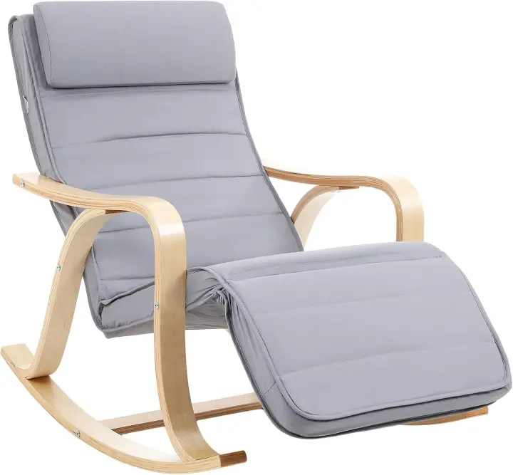 Mecedora, Sillón Tumbona, Color Gris, 125 x 91 x 67 cm - 1