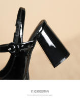 Zapatos Mary Jane de charol con punta cuadrada y tacón en bloque estilo hada = - details 6