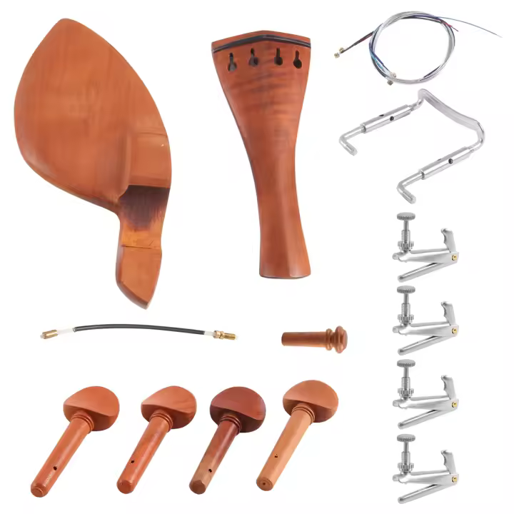 Kit de cuerdas de clavija de afinación fina, accesorios de piezas de violín, pieza trasera de descanso de barbilla, clavija de cola, 4/4 - 1