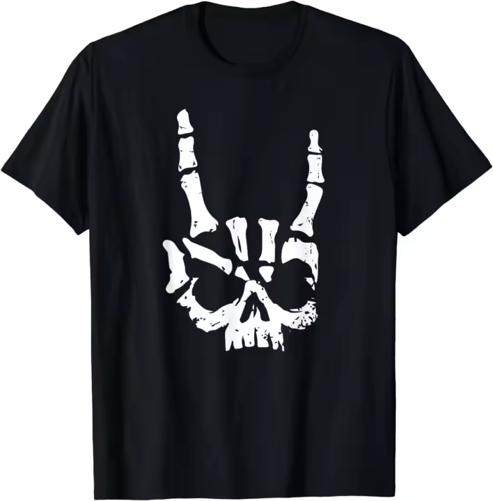 Camiseta de Rock Duro Metal Estilo de Mano de Bocina para Hombres Moda de Moda - 1