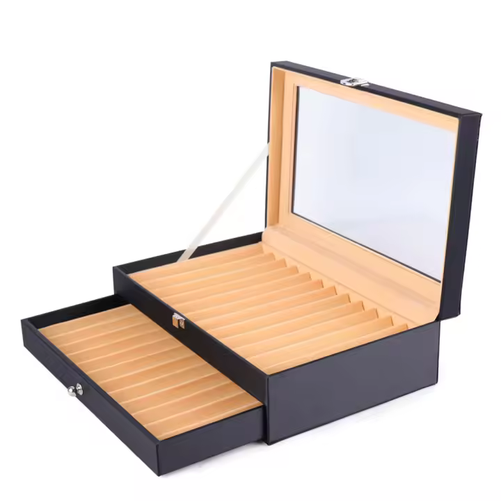 Estuche de exposición para pluma estilográfica, organizador de cuero, 24 unidades - 1