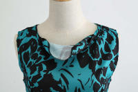 Floral print summer women  vintage elegant swing party a line dress - details 4