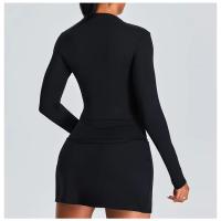 Top deportivo de manga larga, cuello redondo, ajustado, ligero y elástico para mujer - details 7