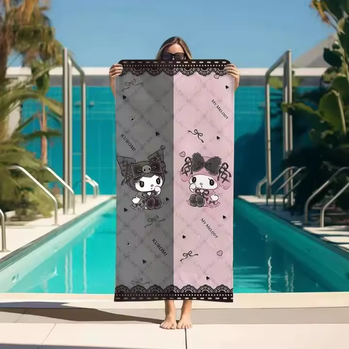 K-kuromi-Juego de toallas para baño, accesorios para baño, turbante para secado de cabello, Spa, cuidado Personal, Sauna, hogar, toalla de gimnasio grande - 1