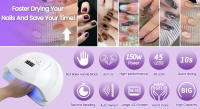 Lámpara de uñas LED UV de 150 W, luz de esmalte de gel para secador de uñas profesional, luz de uñas UV con 4 ajustes de temporizador, secador LED de gel de curado de esmalte de uñas, herramientas profesionales de arte de uñas con sensor automático - details 0