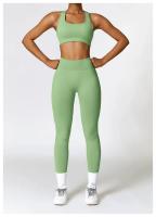Conjunto de Yoga 2 Piezas Deporte para Mujeres Ropa de Gimnasio con Sujetador Deporte Mallas Cintura Alta Shorts Yoga Leggings Traje de Fitness Material Exterior de Nylon - details 12