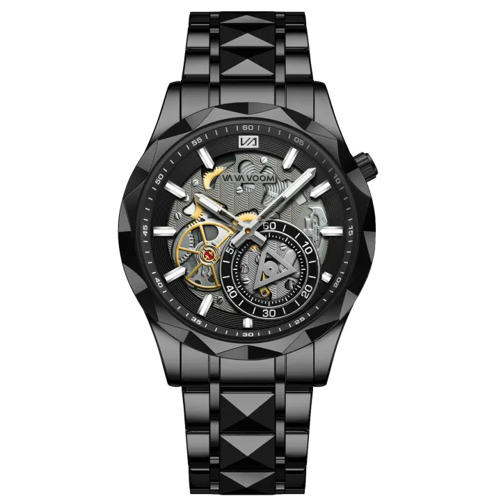 Correa de acero fino reloj de hombre reloj de pulsera calado negocio reloj de cuarzo minimalista resistente al agua - 1