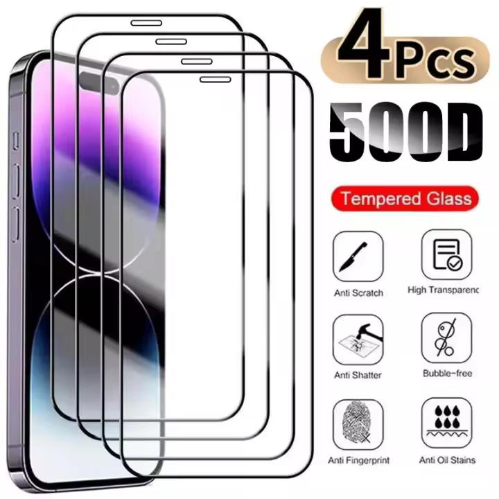 Protector de Pantalla de Vidrio Templado Sistema Completo 500D para iPhone 4PCS - 1