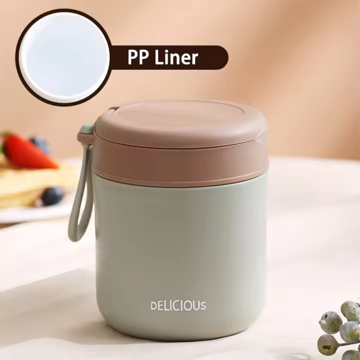 Taza de desayuno aislada de boca ancha, tazón de sopa sellado, lata de sopa aislada al vacío, acero inoxidable 304, portátil - 1