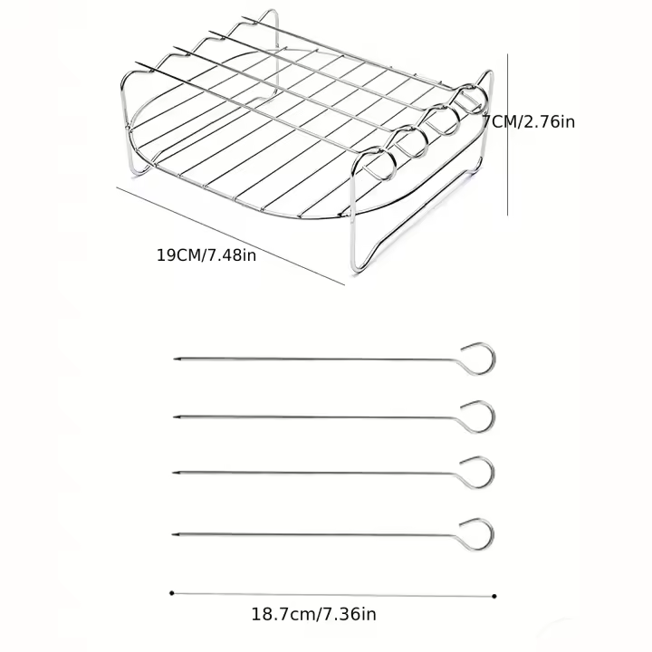 Juego de Vajilla de Aire Seco de Acero Inoxidable 4 Pinchos para Asar Carne - 1