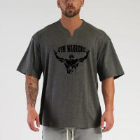 Camiseta de Verano Deportiva de Algodón para Hombres Cuello en V, Talla Grande, Moda Casual, Tendencia Fitness - details 8