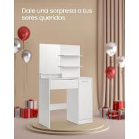 Tocador, Tocador con Espejo, 2 Estantes Regulables Detrás de la Puerta y 1 Cajón, Blanco Nube RDT119W01 - details 7