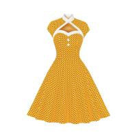 Vestido de Cintura Alta Estilo Hepburn Retro Manga O Pokla con Puntos Ideal para Fiestas 1950s 60s - details 5