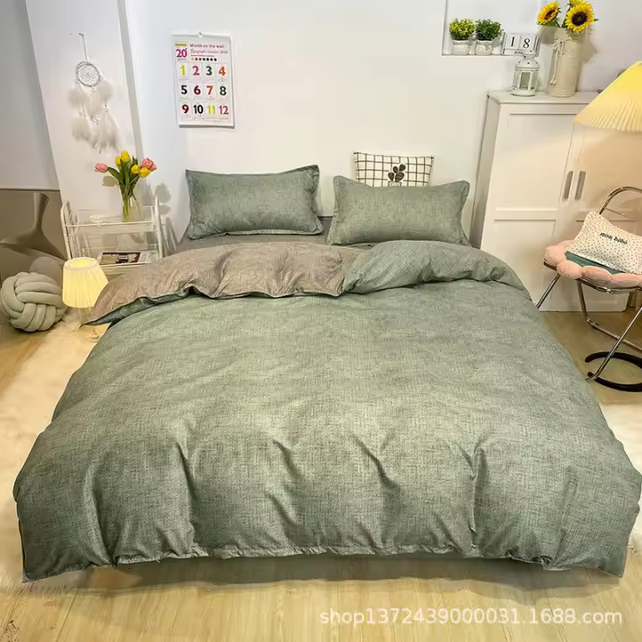 Ropa de cama Otoño Invierno 1.8 Juego de cuatro piezas Aloe Vera Algodón Estampado 1.8m Piezas - 1