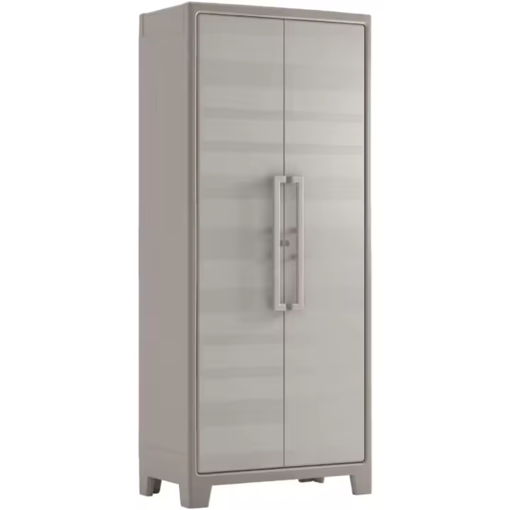 Almacenamiento de Resina Impermeable 2 Puertas y 8 Baldos Ajustables en Altura Beige/Arena - 1
