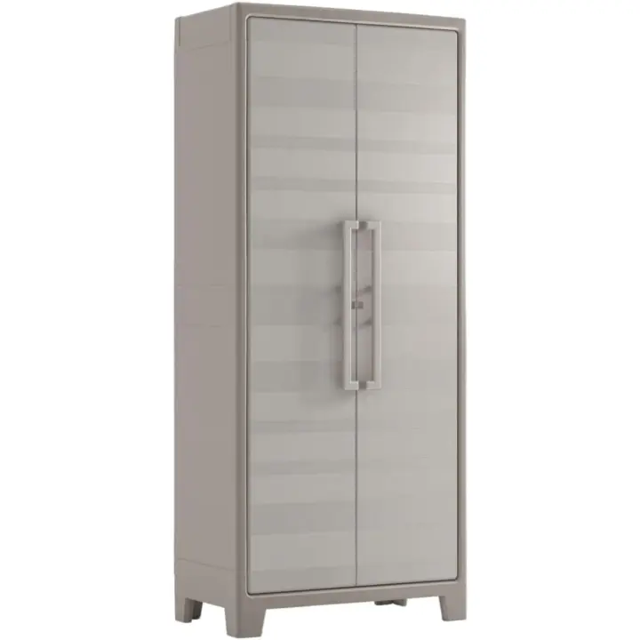 Almacenamiento de Resina Impermeable 2 Puertas y 8 Baldos Ajustables en Altura Beige/Arena - 1