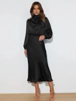 Primavera Verano nuevo vestido de manga larga de satén de gama alta vestido de noche elegante para mujer ropa de fiesta vestidos de celebridades - details 13