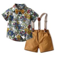 Traje Hermanos 2025 verano, niños y niñas pastoral de manga corta, camisa floral, mono y pantalones cortos. - details 12