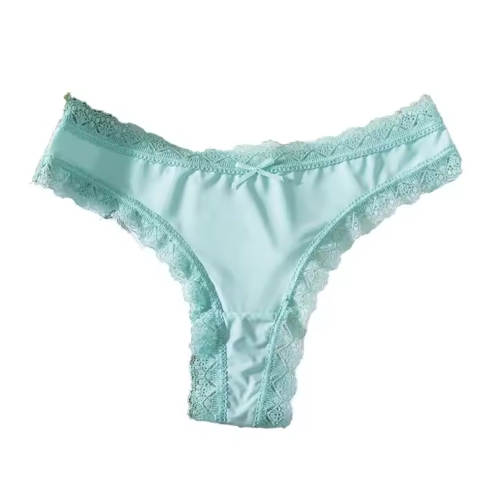 Bragas dulces sin costuras de seda helada, Tanga de cintura baja con lazo de encaje, ropa interior, bragas de verano para mujer y niña - 1