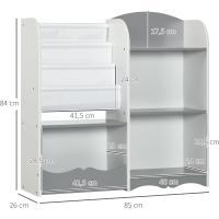 Organizador de Juguetes Estantería para Niños Estantería Infantil con Estantes Abiertos para Dormitorio Sala de Juegos Guardería 85x26x84 cm Gris - details 4