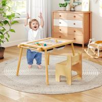 Mesa y Silla Sensorial para Niños de 2-8 Años, Mesa de Actividades Infantil con Silla con Cubos Plegables para Arena/Agua y Rollo de Papel para Jugar, Estudiar y Almacenar - details 7