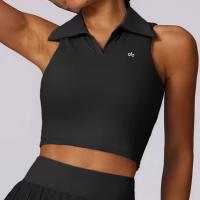 ALO yoga traje de tenis mujer nuevo v-line solapa chaleco sin mangas deporte fitness falda corta bádminton ropa - details 12