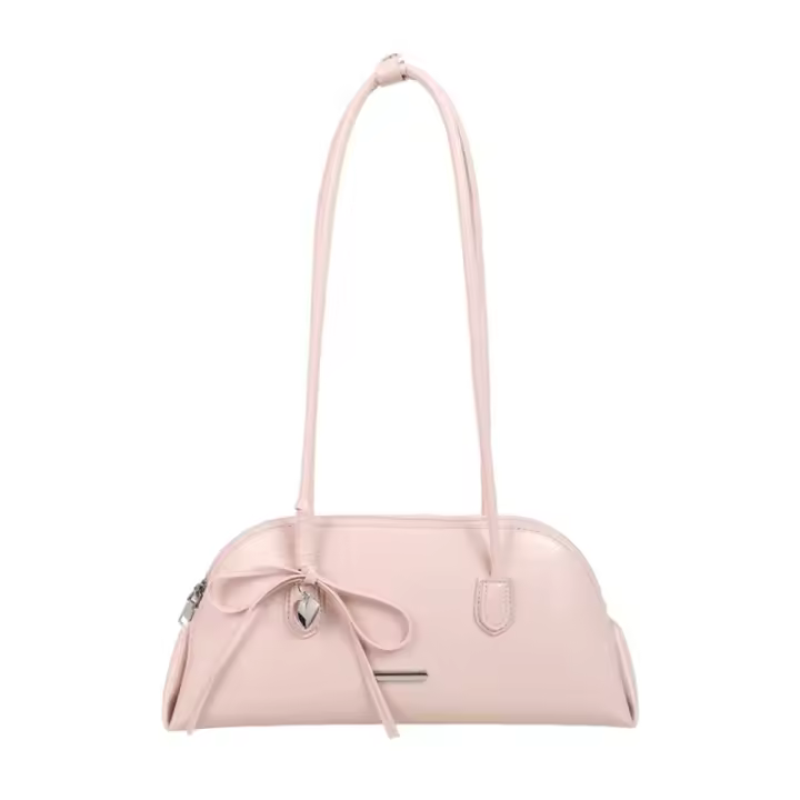 Nuevo bolso de hombro estilo coreano a cuadros, de piel sintética, con lazo dulce, estilo Boston, informal, de color sólido, bolso de mano para mujer, para regalo. - 1