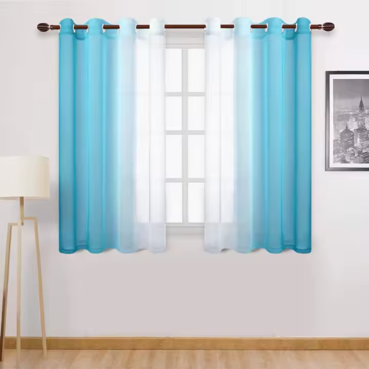 Cortinas De Ventana Gradiente Semi Transparentes Para Dormitorio Y Sala De Estar Bloqueo De Calor Sin Capa Doble Material Poliéster Modernas Con Borlas En Lado Instalación - 1