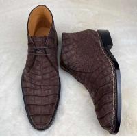 Botas de hombre con parte inferior de costura noruega hechas a mano Martin Goodyear formales de piel de cocodrilo de tobillo Nubcuk de lujo - details 11