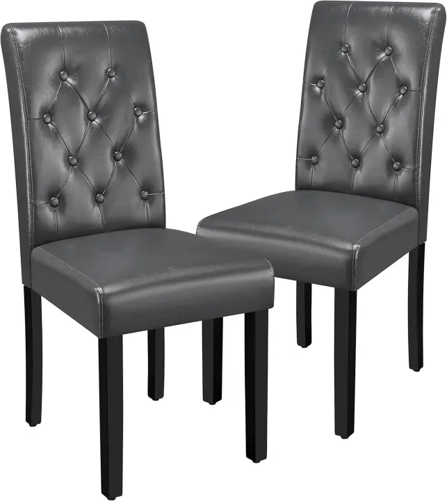 Juego de Sillas de Comedor Sillas Pack 2 de Salón Sintética de Piel Sillas Acolchadas con Respaldo Patas de Madera Silla Comedor Capacidad 135 KG Blanco - 1