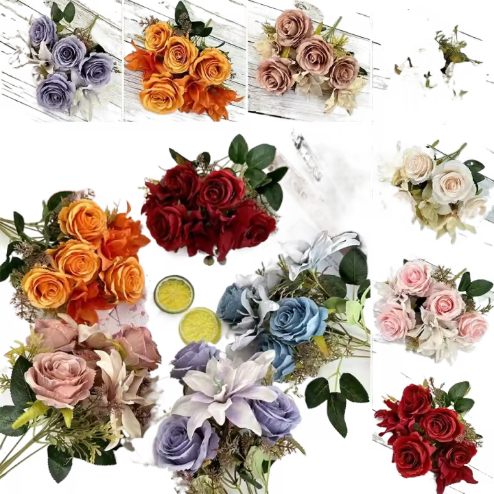 Flor Artificial Multicolor, pétalo de seda, 7 tenedores, plantas de simulación, arreglo Floral, adorno de escritorio, flores de lirio rosa realistas - 1
