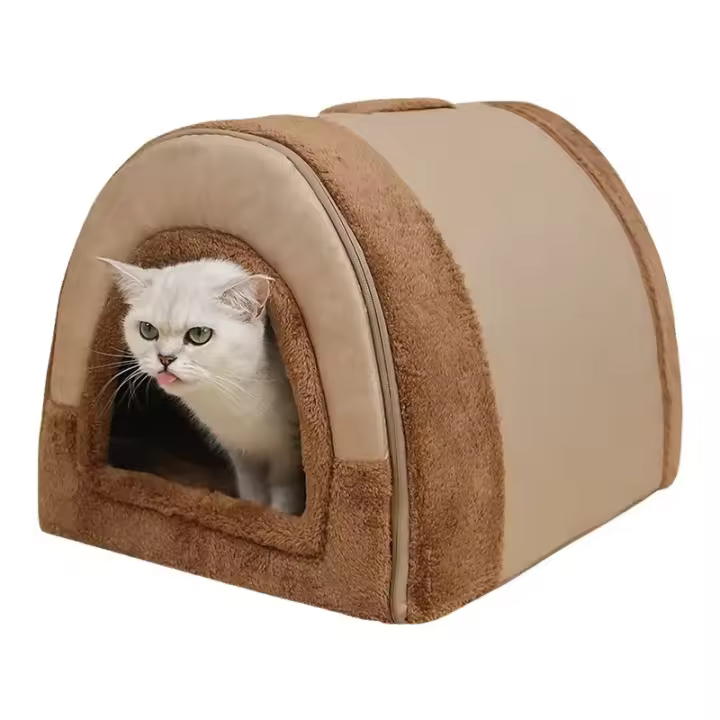 Cama cálida cerrada para perros pequeños y medianos, cueva impermeable plegable, casa extraíble, nido para gatos, cesta, suministros para mascotas - 1