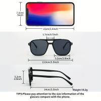 2 pares de gafas de moda para hombre con diseño geométrico y doble puente, lentes de color, estilo vintage, montura y lentes de poliéster, ideales para festivales de música y accesorios de estilo callejero. - details 4