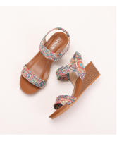 Sandalias de cuña para mujer, verano 2025, nuevo estilo, estilo bohemio, para vacaciones en la playa, retro, tejidas, cómodas, romanas. - details 13