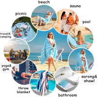 Toalla de Playa Turca a Rayas Grande Algodón Geométrico Secado Rápido Compacta Absorbente Ligera - details 8