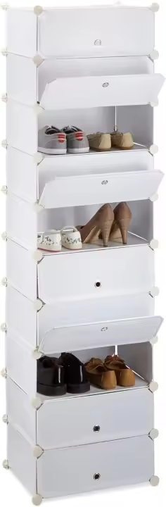 Zapatero con 10 Niveles, Blanco, 37x49x176 cm - 1