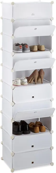 Zapatero con 10 Niveles, Blanco, 37x49x176 cm - 1