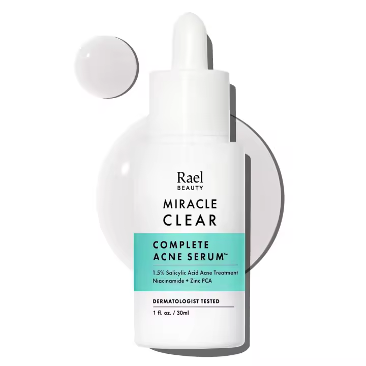 Suero Rael para la cara, tratamiento completo para el acné Miracle Clear: 1,5 % de ácido salicílico, 2 % de niacinamida, 0,5 % de zinc, minimizador de poros, tono de piel uniforme, cuidado de la piel coreano (1 fl oz, 30 ml) - 1