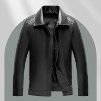 Chaqueta Bomber de Cuero Falsio Delgada Abrigo Veterano con Cremallera y Bolsillos para Hombres - details 6