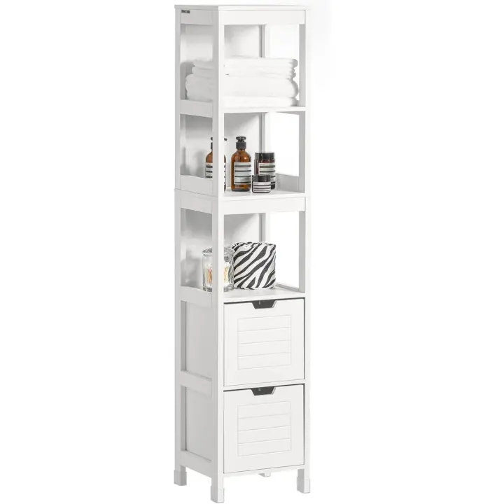 Alta Metalico Columna 3 Estantes y 2 Cajones Blanco 30 x 30 x 144 cm FRG126W - 1