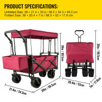 SucceBuy Carro plegable, carrito de jardín plegable con sombra, utilidad de playa, carro plegable portátil para playa, jardín, deportes - details 4