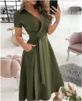 Vestido de moda Primavera/Verano para mujer Manga larga, cuello en V, estampado envuelto en la cadera, personalidad de temperamento holgada y versátil - details 5