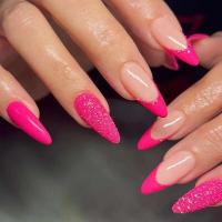 Uñas postizas de almendra desmontables francesas, diseño Purprina DIY, 24 piezas - details 0