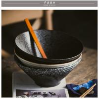 Creativo tazón de ramen de cerámica con rosca de estilo japonés japonés retro tazón de sopa de fideos instantáneos para el hogar grande tazón de ensalada tazón de sombrero - details 5