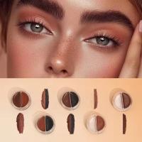 Crema teñida para cejas resistente al agua, duradera, con cepillo plegable, crema para cejas de dos colores, Kit de sombreado de maquillaje teñido negro para niña - details 2