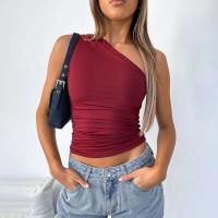 Camiseta sin mangas con espalda descubierta y un solo hombro, color caramelo, Ustada, sexy, sin cuello, casual - details 1