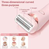 Eliminación indolora en casa 2 en 1 maquinillas de afeitar para mujer, recortadora de Bikini para vello púbico, Afeitadora eléctrica húmeda y seca - details 11