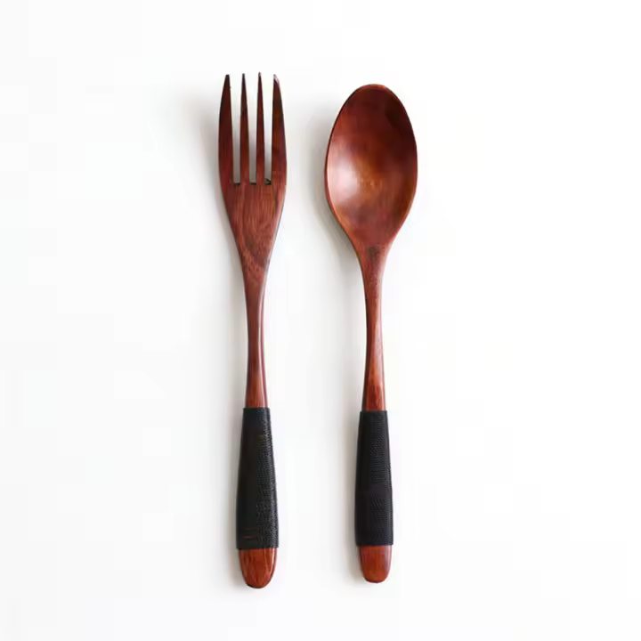 Kit de cena hecho a mano, utensilio para sopa de cereales, cuchara de arroz, vajilla, tenedor, juegos de vajilla - 1
